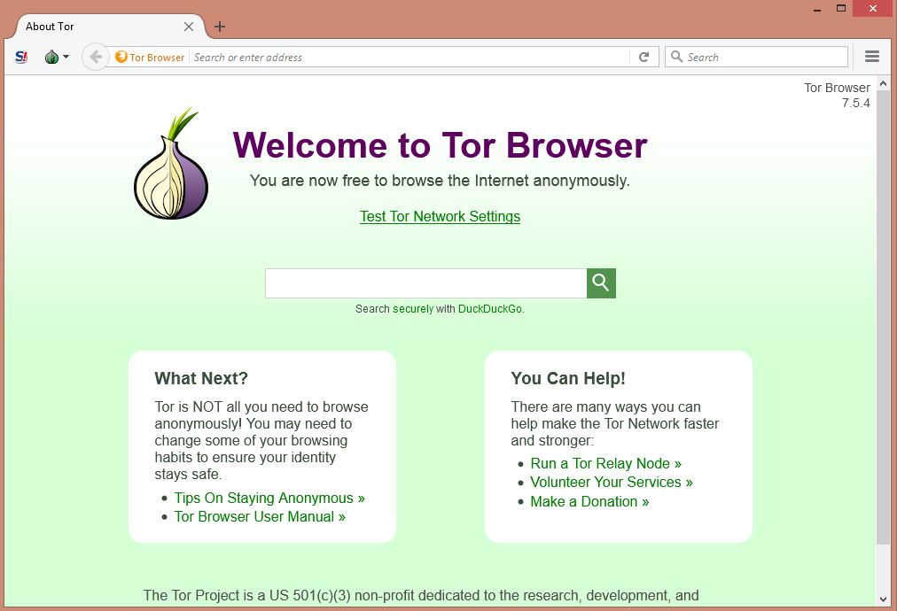 Tor Browser Starting Page